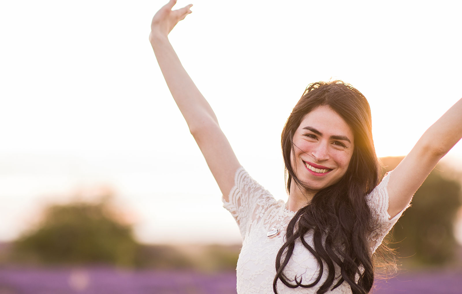 happy transgender woman enjoy the lavender camps